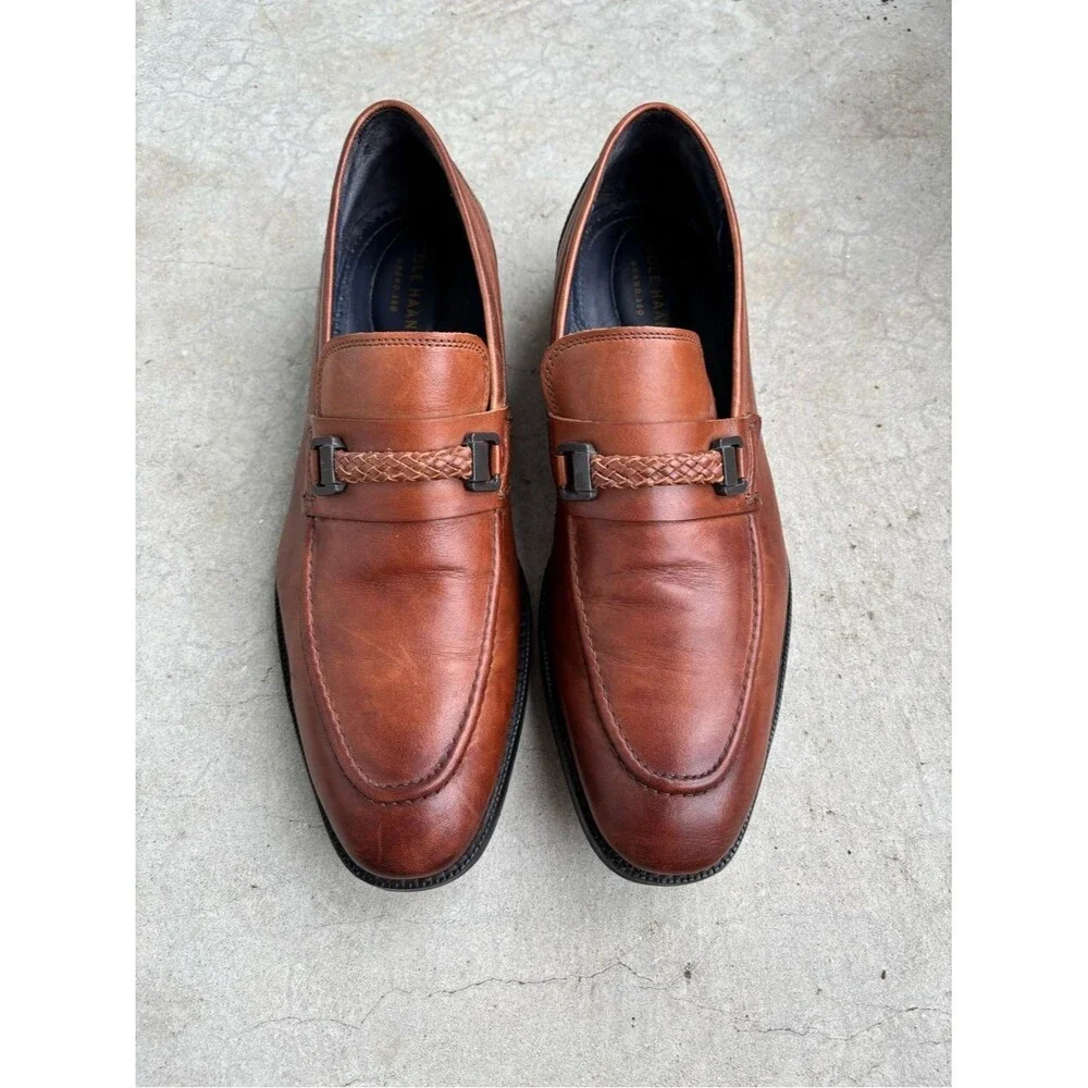 Cole Haan Warner Grand Bit Loafers Mens Brown Leather Dress Shoes Slip On 10.5